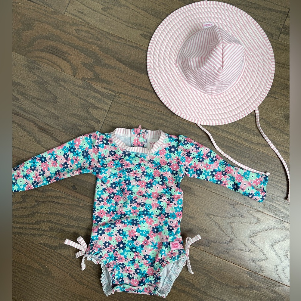 Ruffle Butts, swimsuit and hat, size 6-12 months